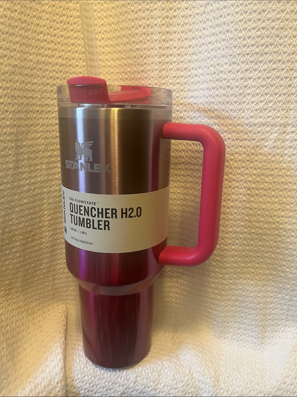 Stanley Pink Quencher H2.0 Tumbler with Pink Handle and Straw Lid